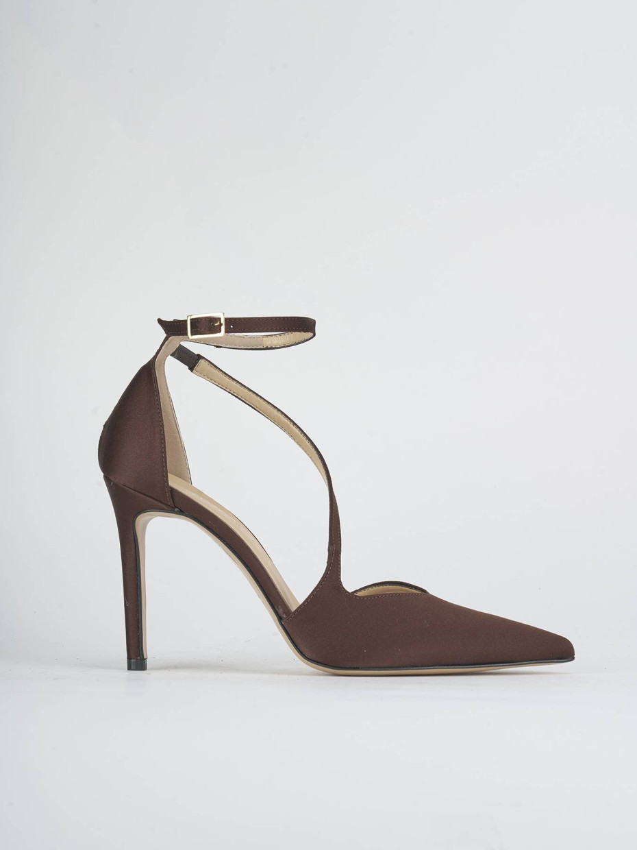 Zapatos de salón tacón 10 cm marrón oscuro raso