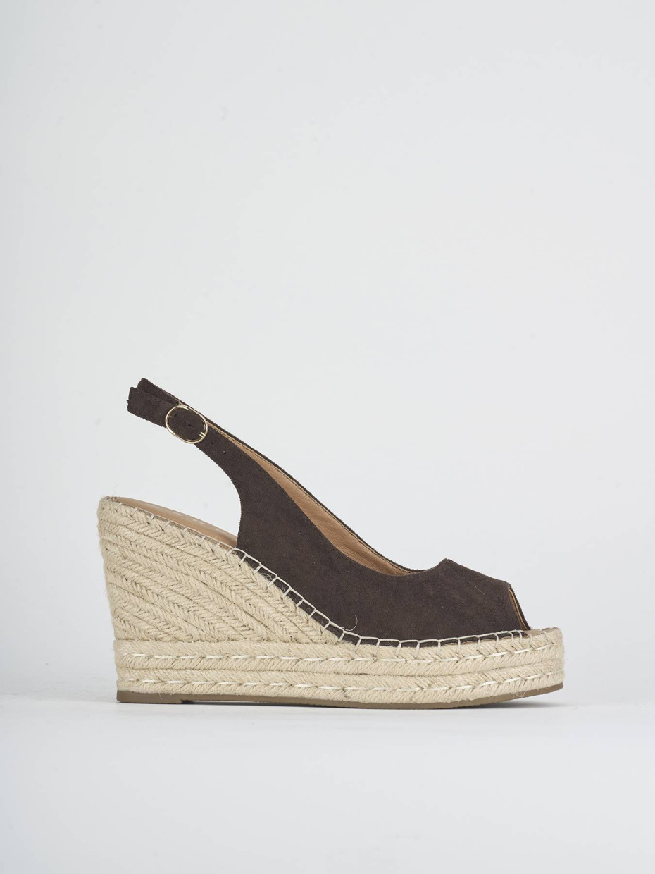 Alpargatas tacón 9 cm marrón oscuro ante