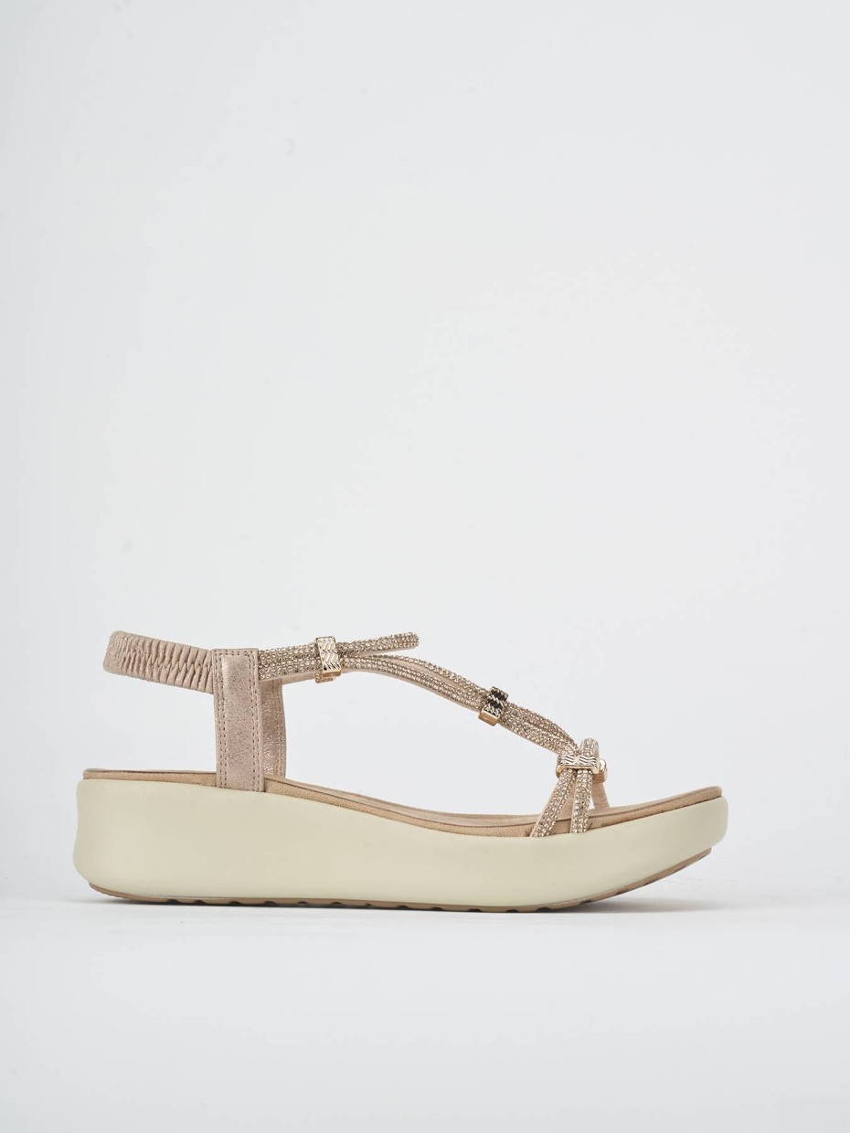 Wedge heels heel 4 cm pink leather