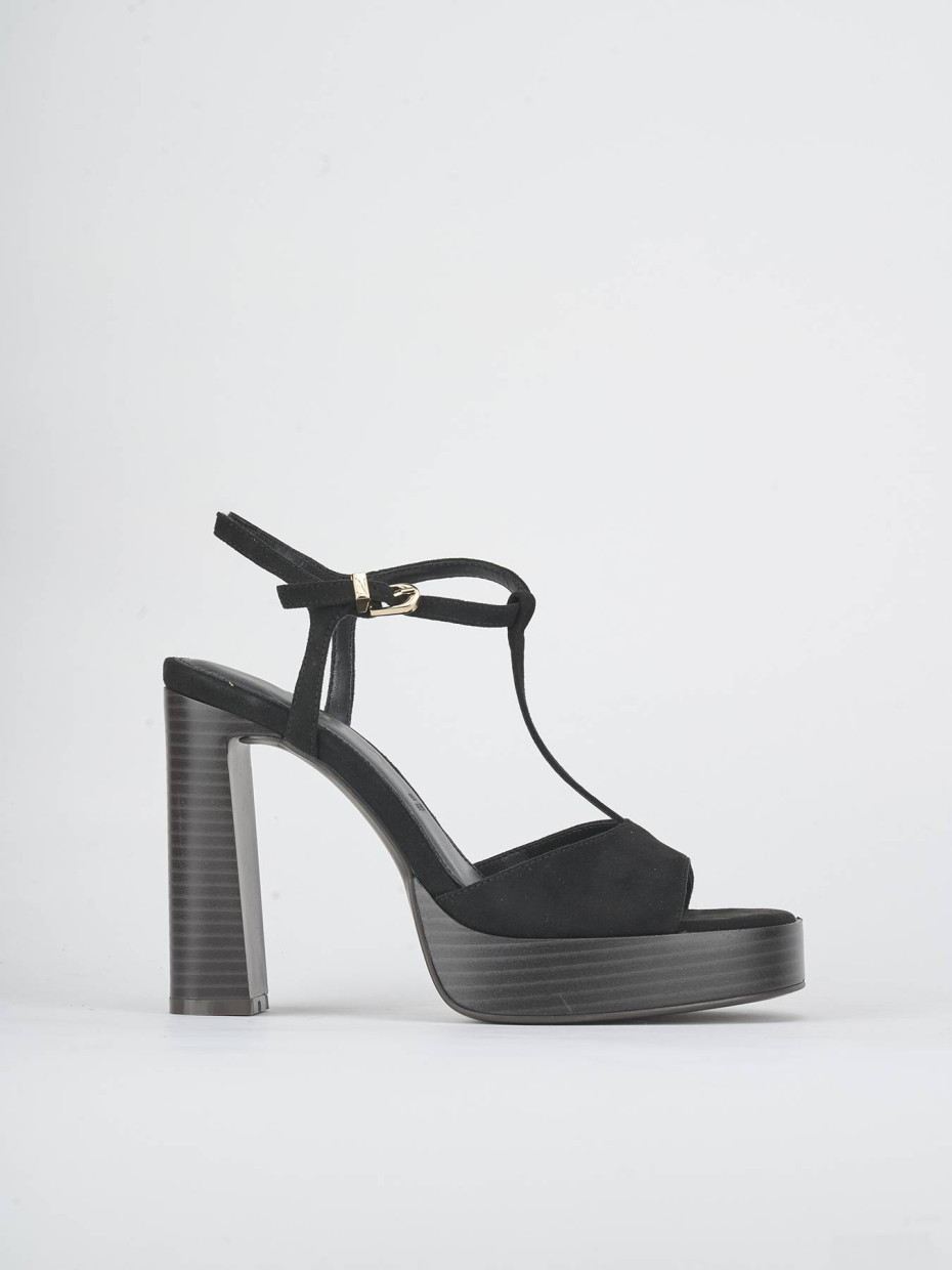 Sandalias de tacón alto tacón 8 cm negro ante