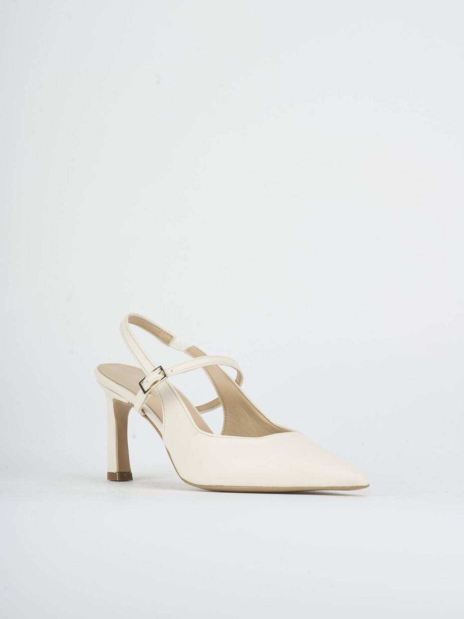 Slingback heel 7 cm white leather