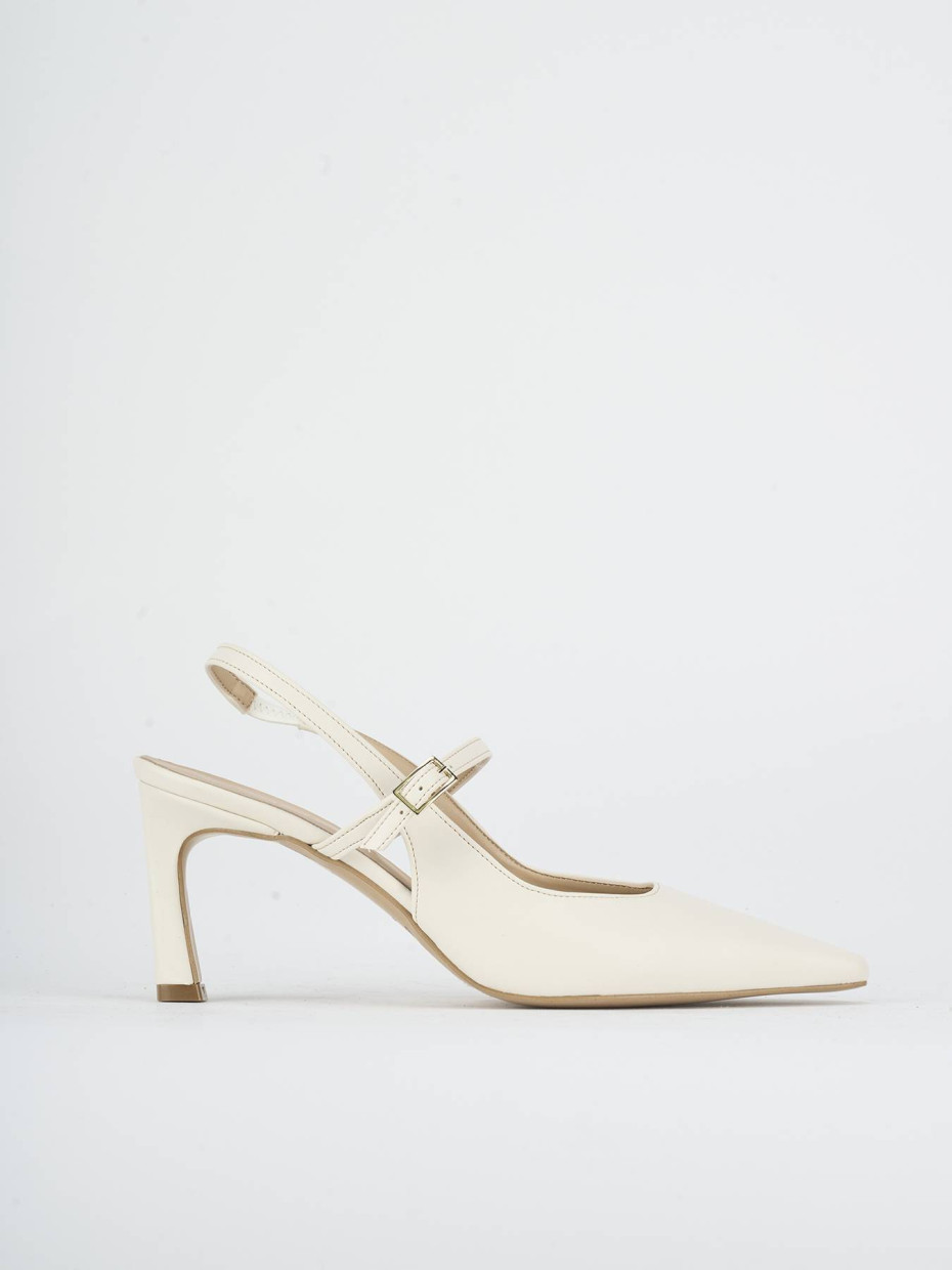 Slingback heel 7 cm white leather