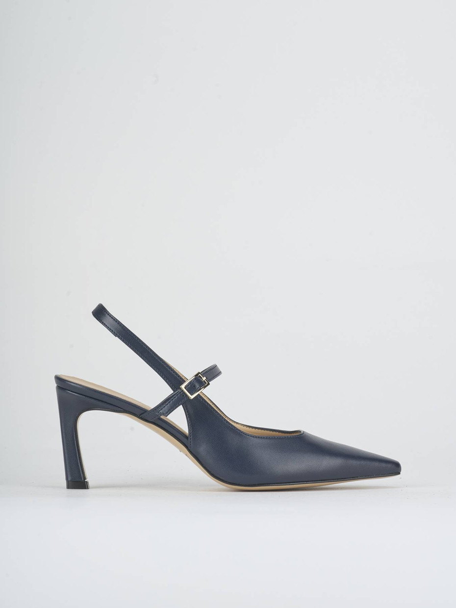 Slingback heel 7 cm blu leather