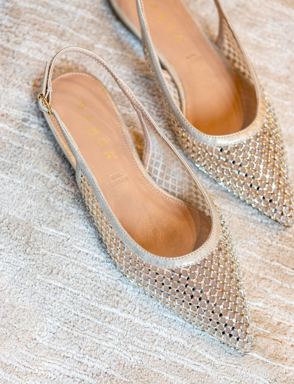 Bailarinas tacón 1 cm oro cuero
