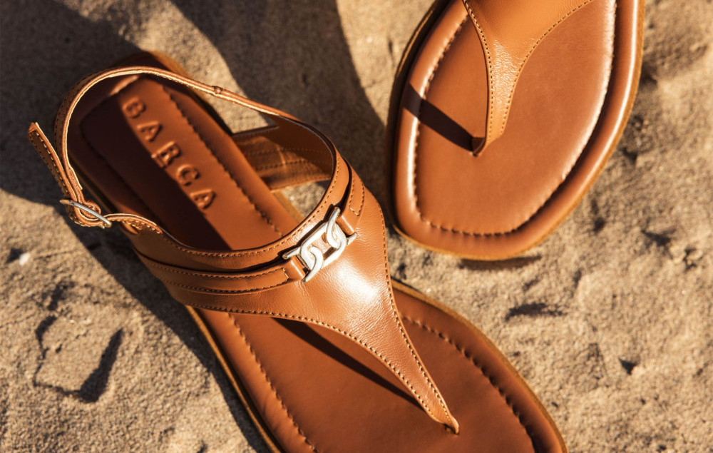Sandalias de tacón bajo tacón 1 cm marrón cuero