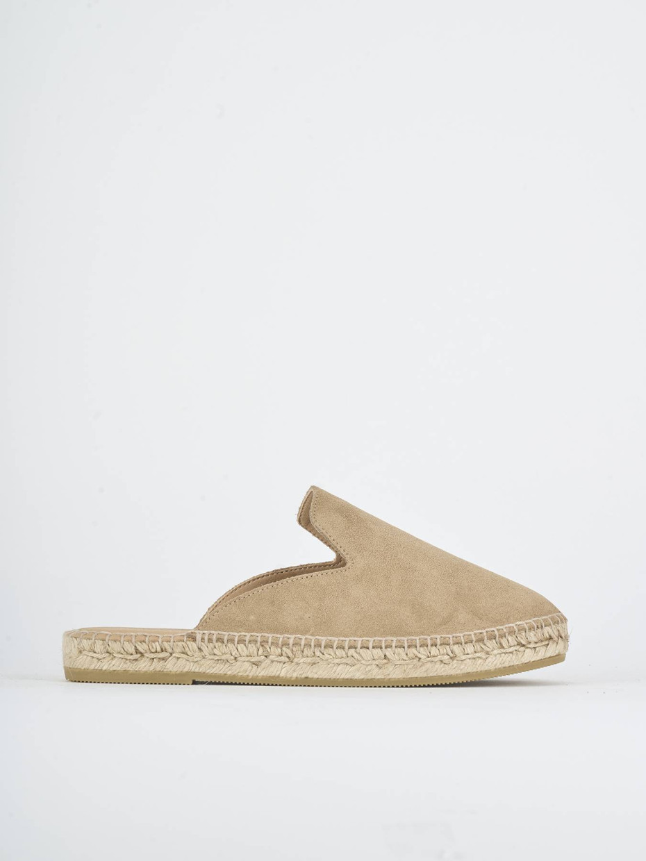 Sabot heel 1 cm beige suede