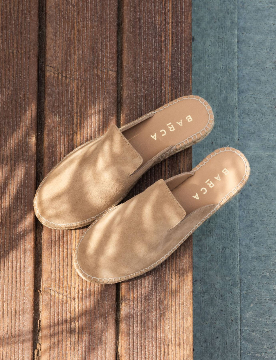Sabot heel 1 cm beige suede