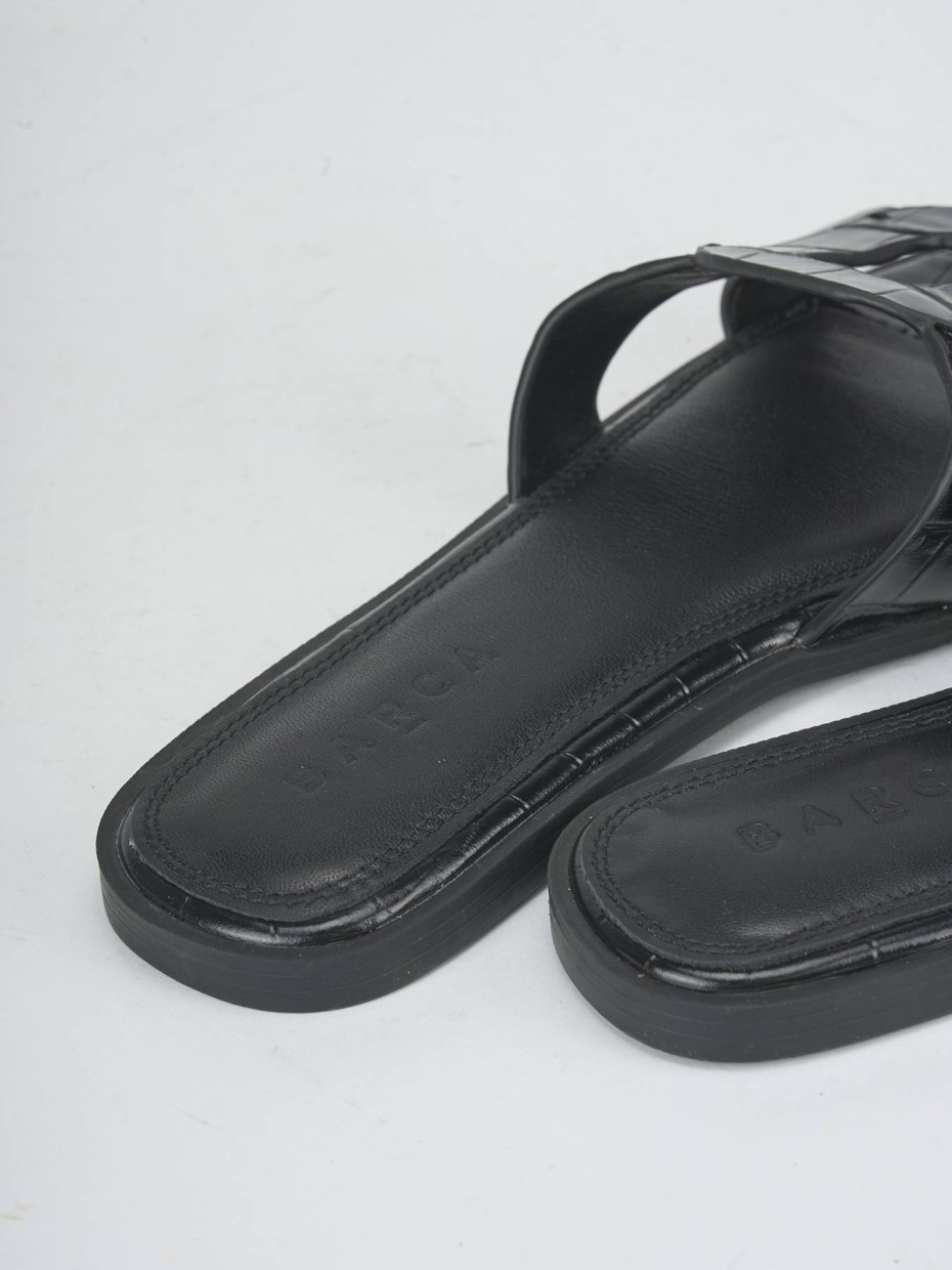 Mules tacón 1 cm negro efecto coco