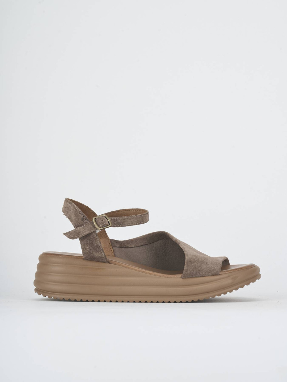 Wedge heels heel 6 cm beige suede