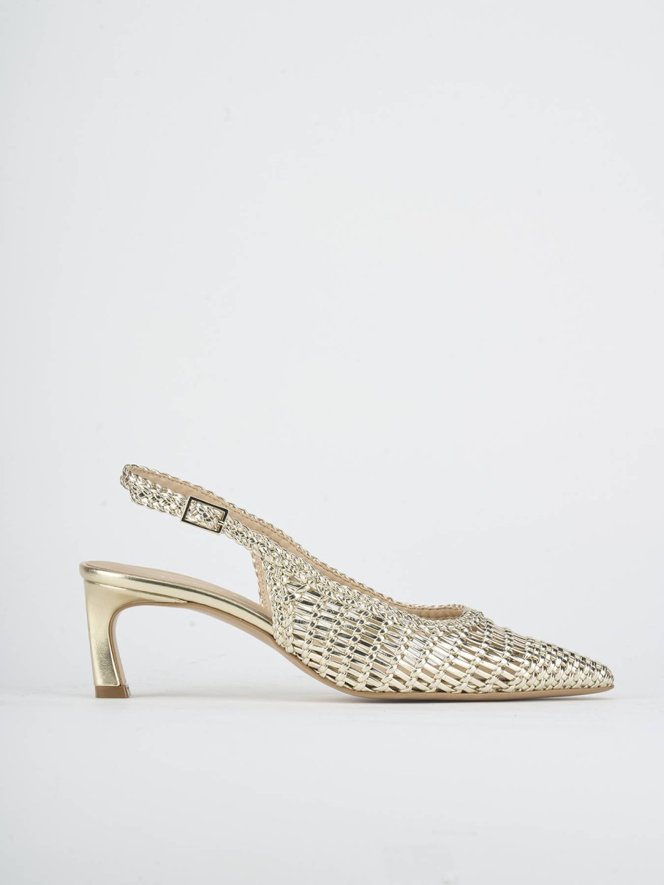 Slingback tacco 5cm pelle oro