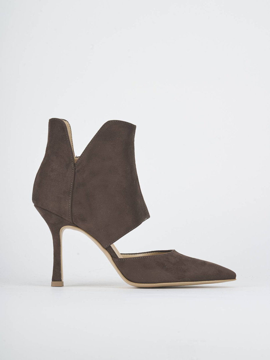 Zapatos de salón tacón 7 cm marrón oscuro ante