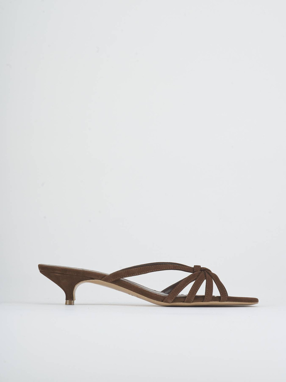 Mules tacón 4 cm marrón ante