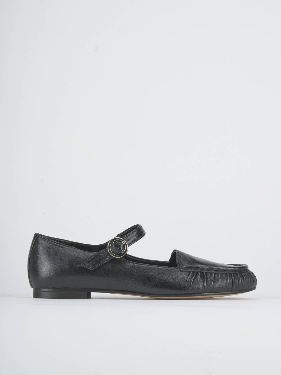 Bailarinas tacón 1 cm negro cuero