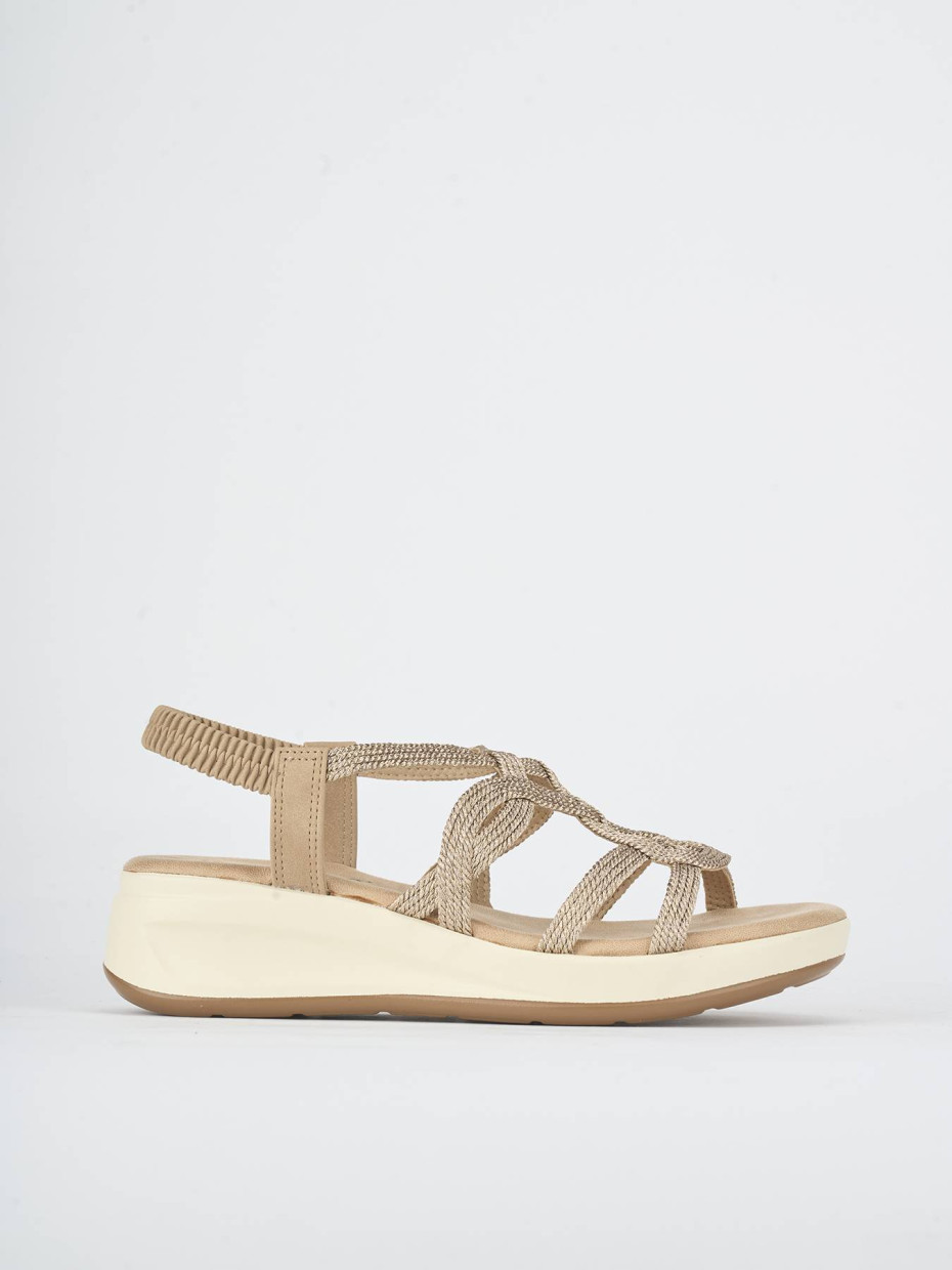 Wedge heels heel 4 cm pink leather