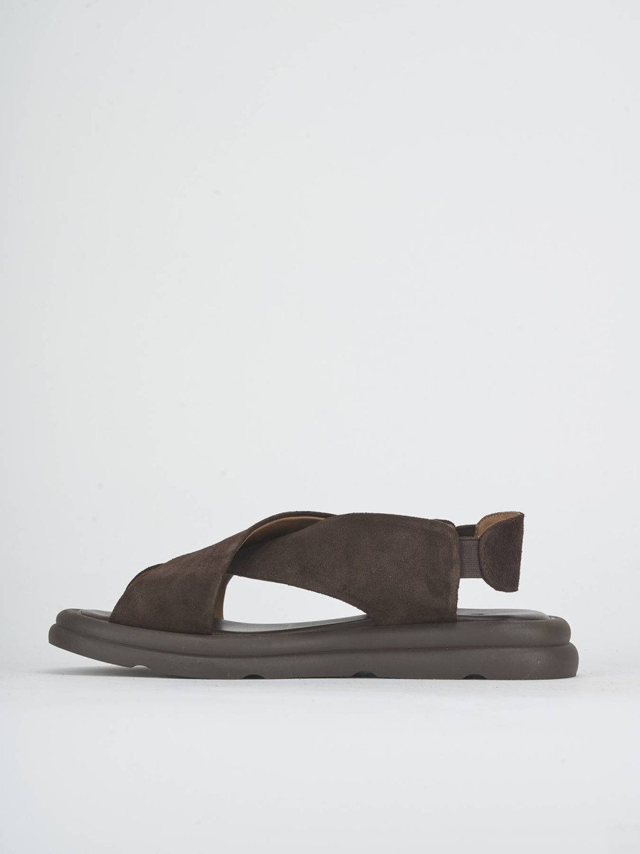 Sandalias de tacón bajo tacón 3 cm marrón oscuro ante