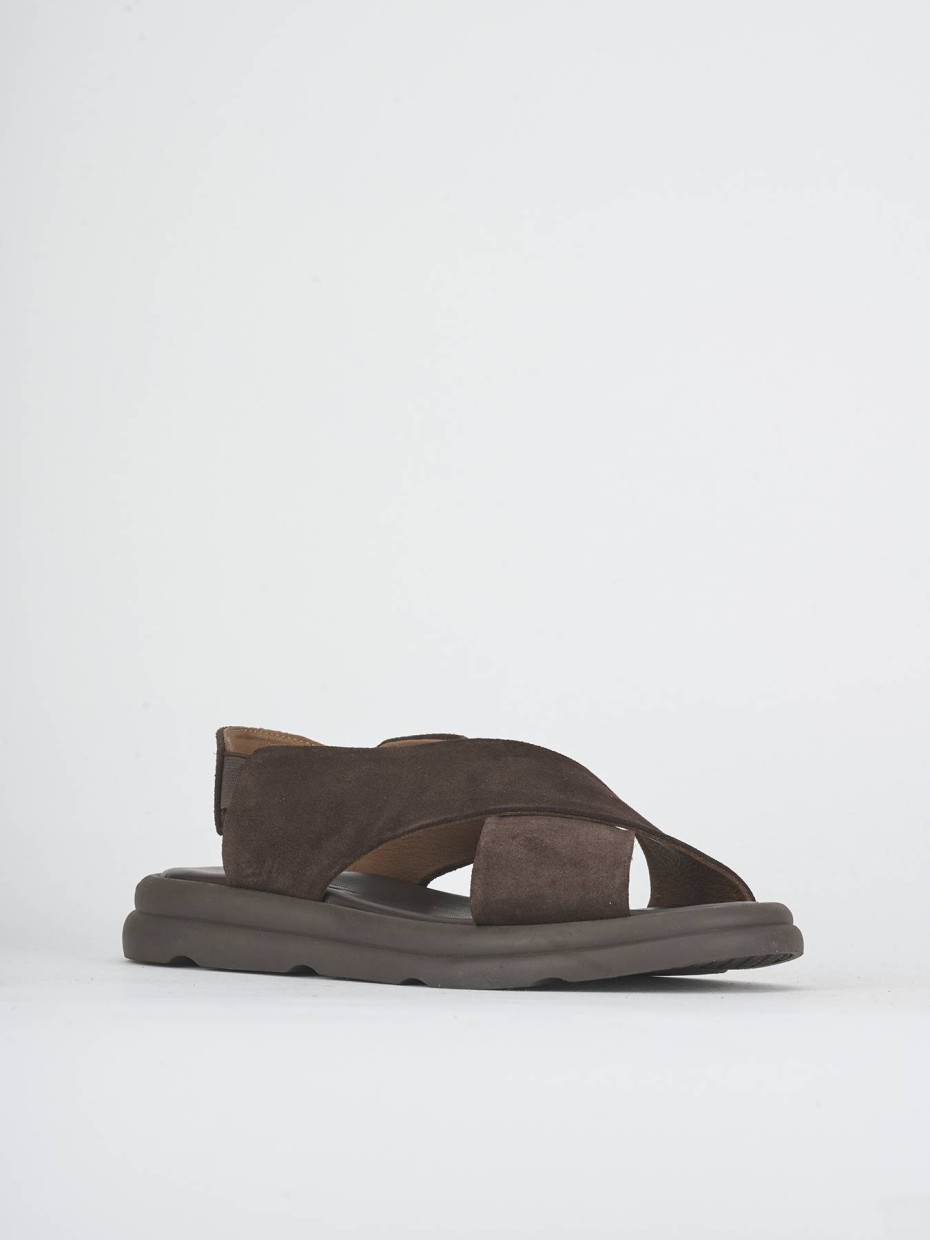 Sandalias de tacón bajo tacón 3 cm marrón oscuro ante