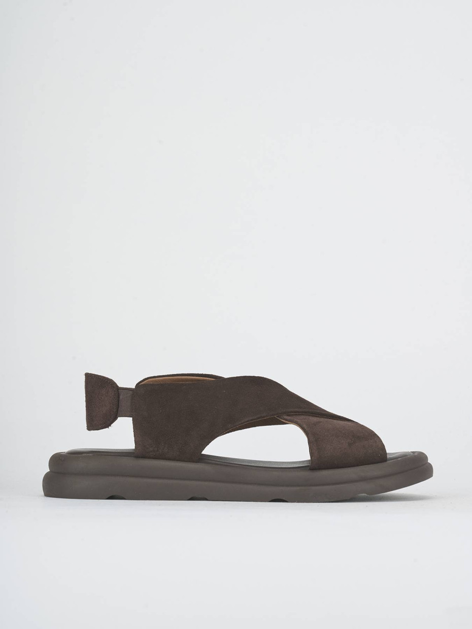 Sandalias de tacón bajo tacón 3 cm marrón oscuro ante