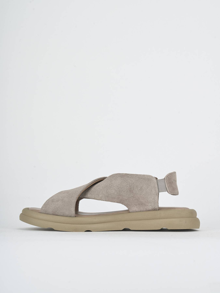 Sandalias de tacón bajo tacón 3 cm beis ante
