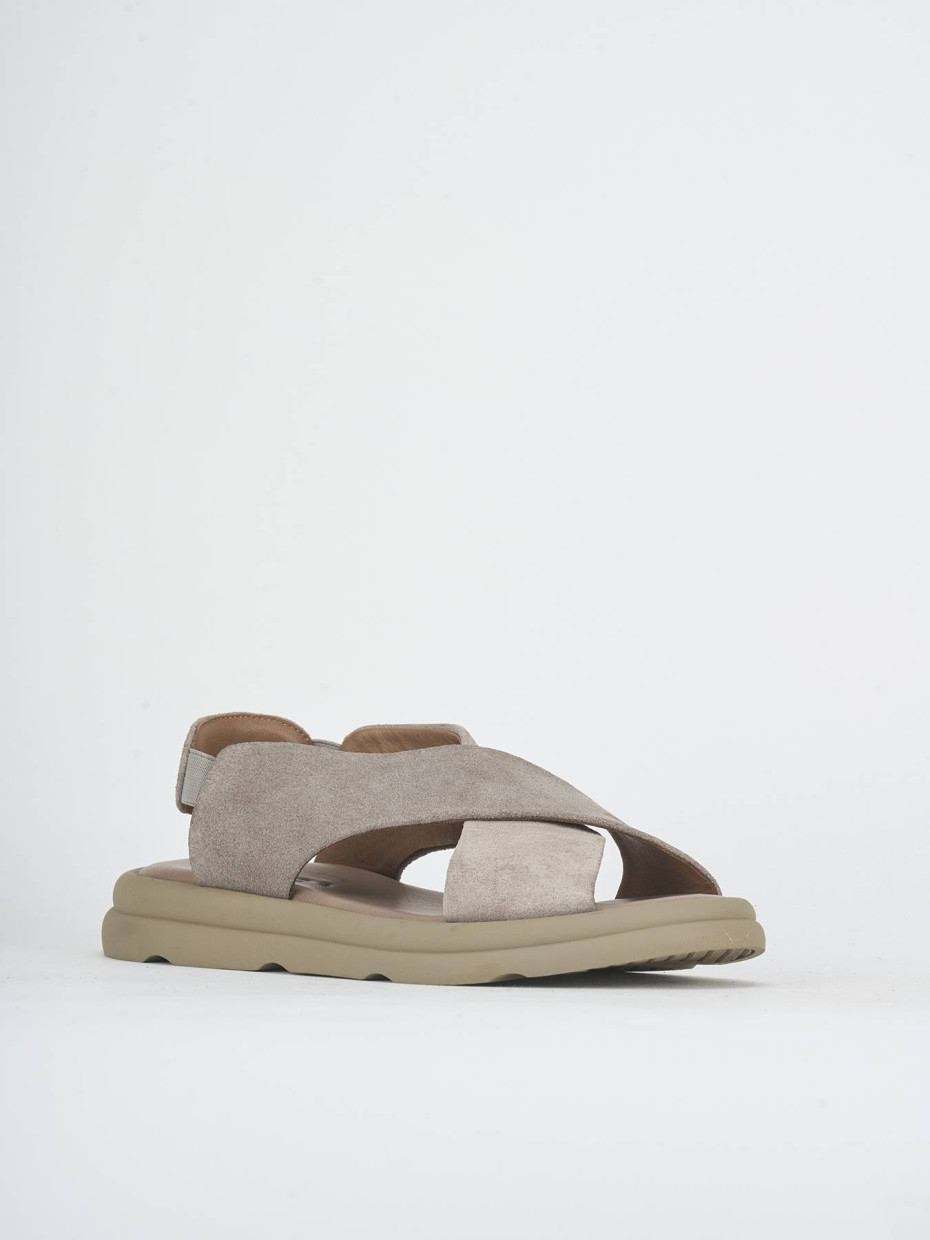 Sandalias de tacón bajo tacón 3 cm beis ante