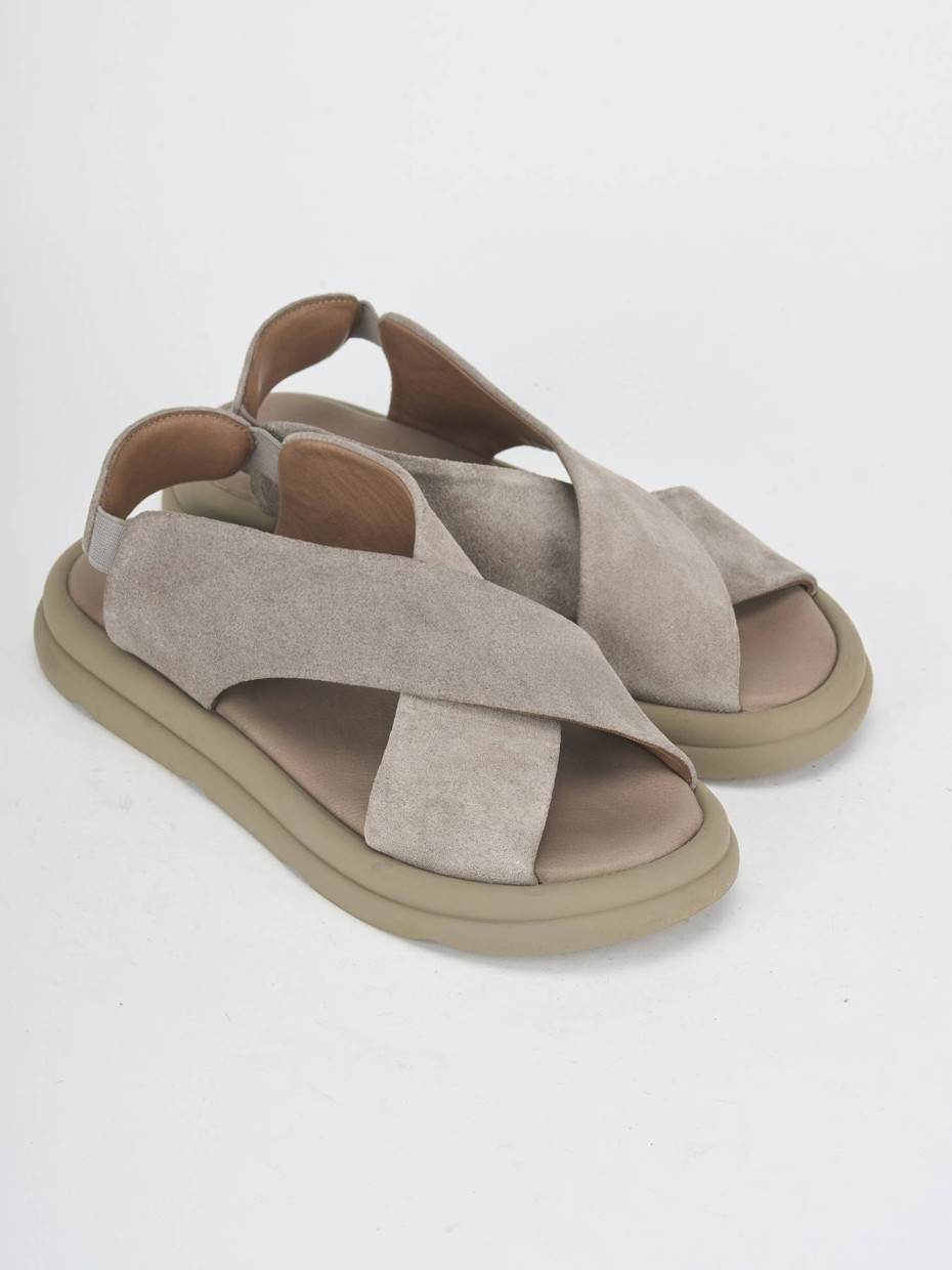 Sandalias de tacón bajo tacón 3 cm beis ante