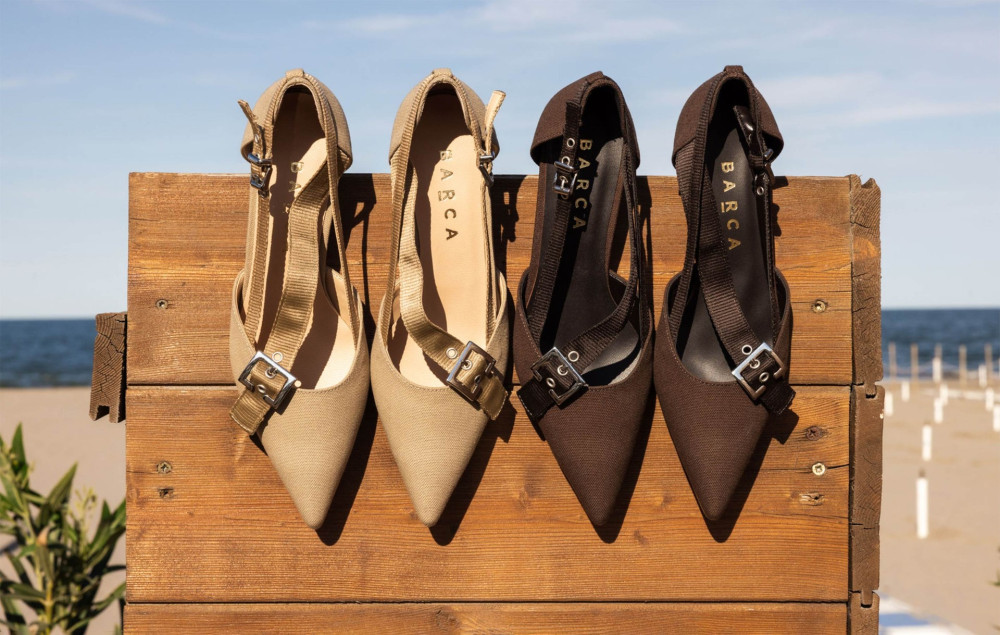 Slingback heel 3 cm dark brown fabric