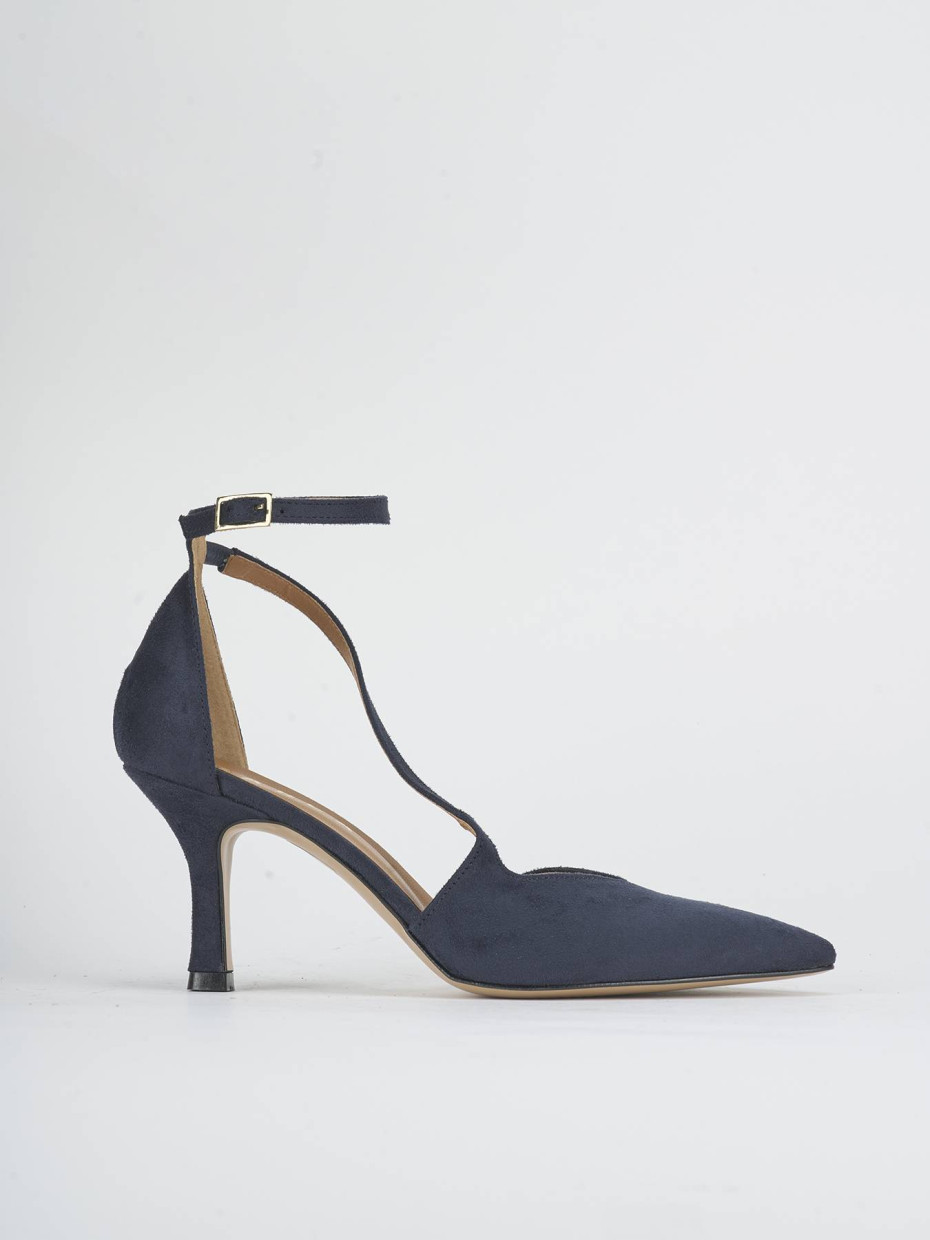 Zapatos de salón tacón 7 cm azul ante