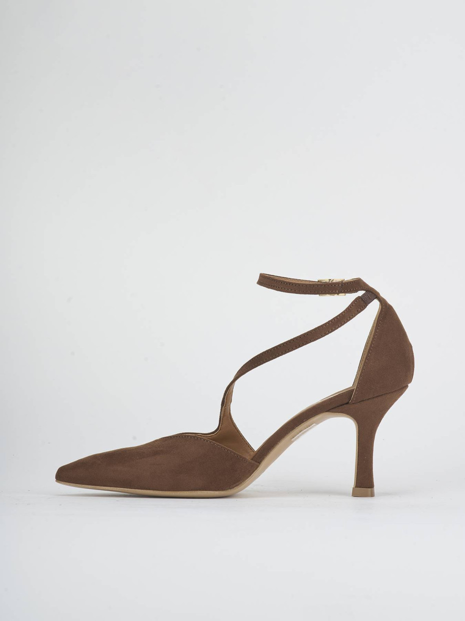 Zapatos de salón tacón 7 cm marrón oscuro ante