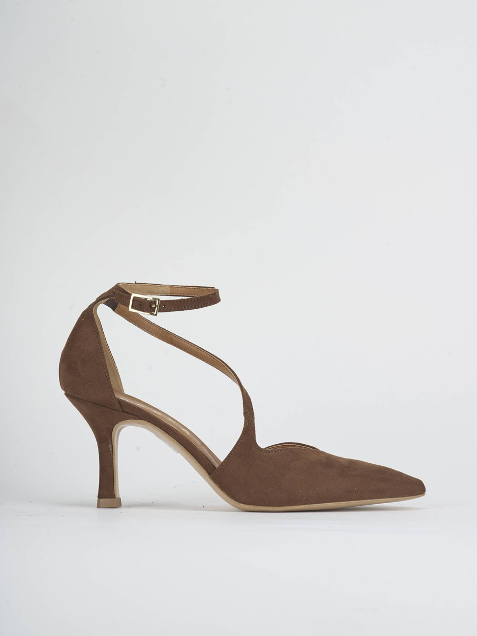 Zapatos de salón tacón 7 cm marrón oscuro ante