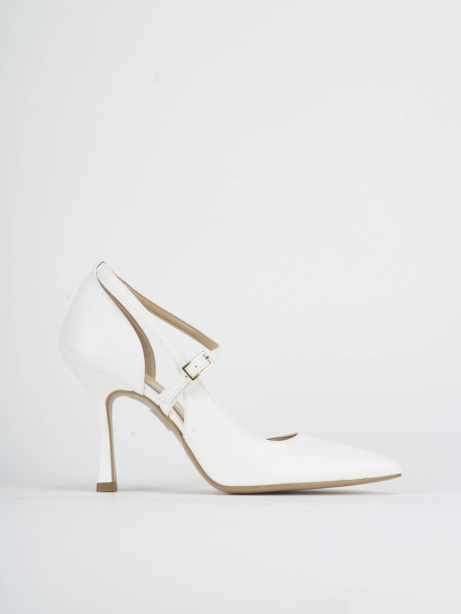 Zapatos de salón tacón 7 cm blanco cuero