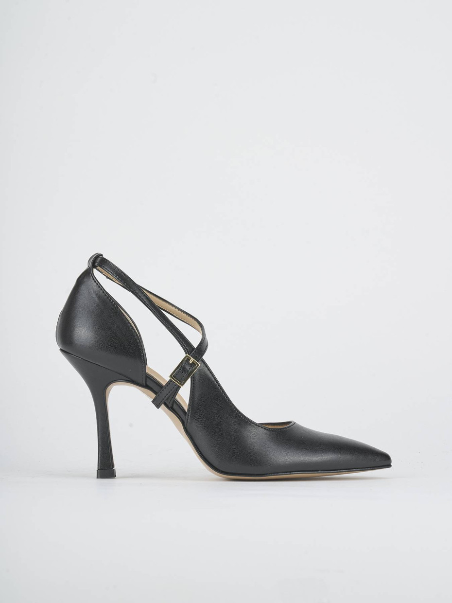 Zapatos de salón tacón 7 cm negro cuero