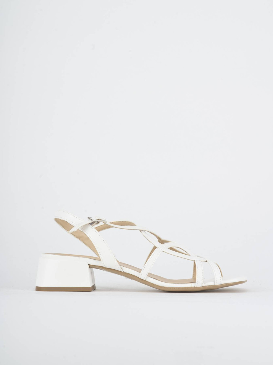 Low heel sandals heel 3 cm white leather