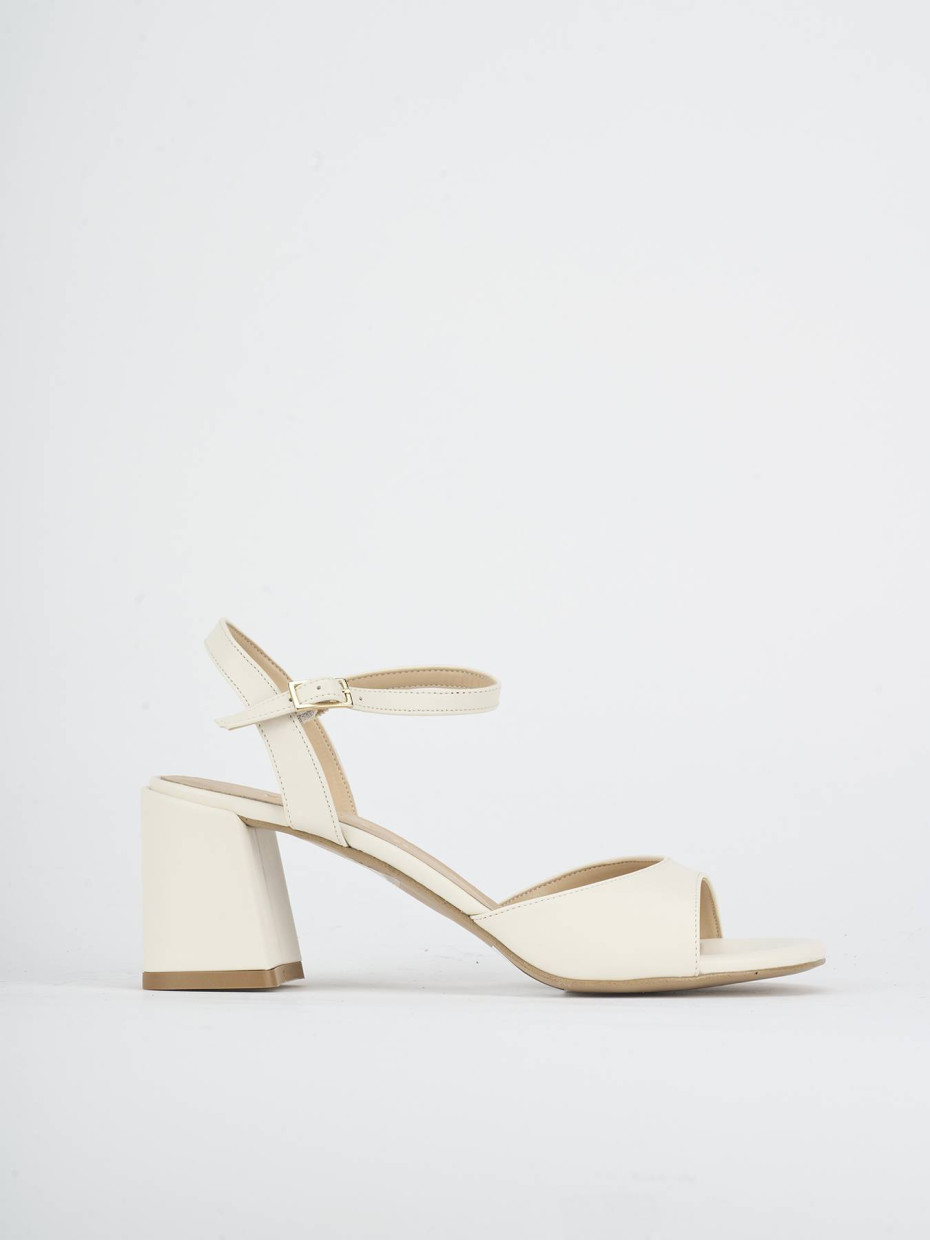 High heel sandals heel 5 cm white leather