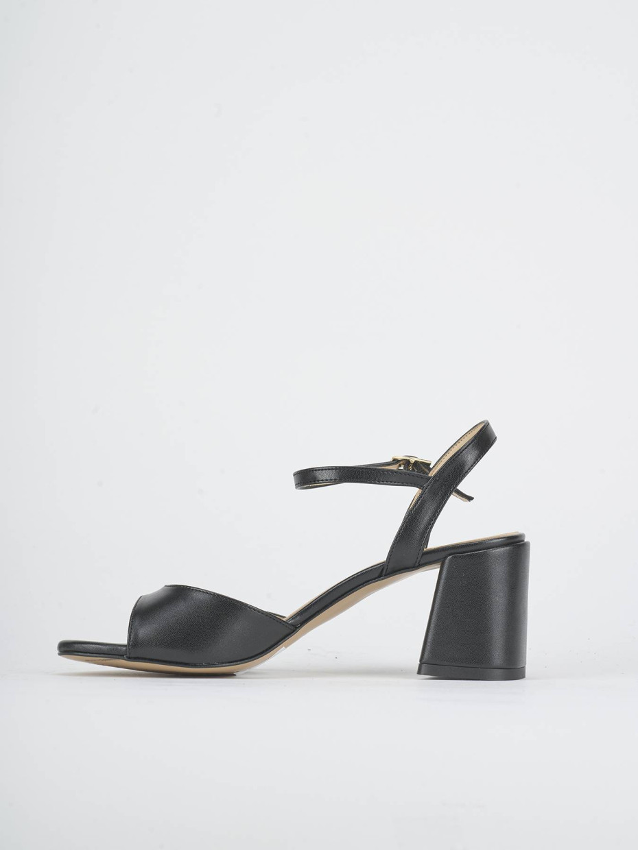 High heel sandals heel 6 cm black leather