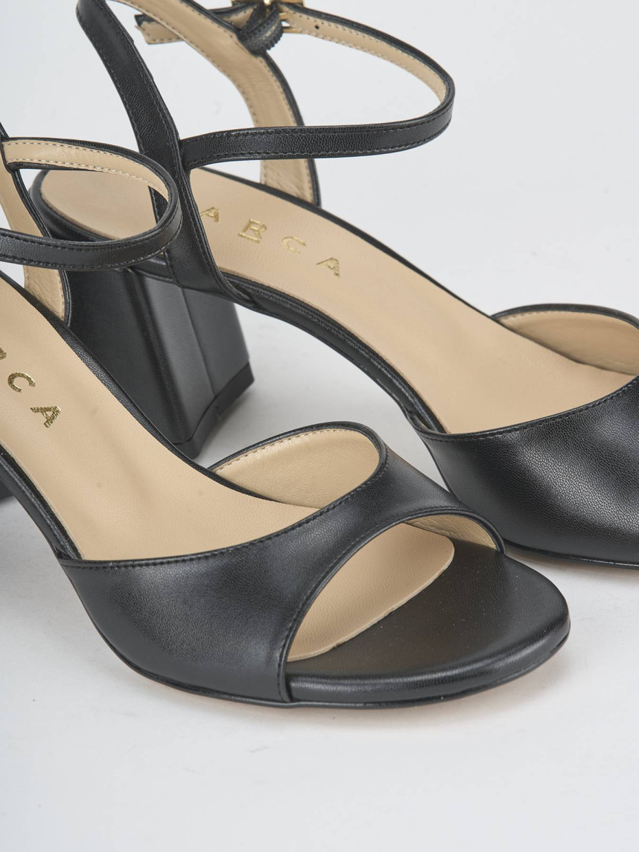 High heel sandals heel 6 cm black leather