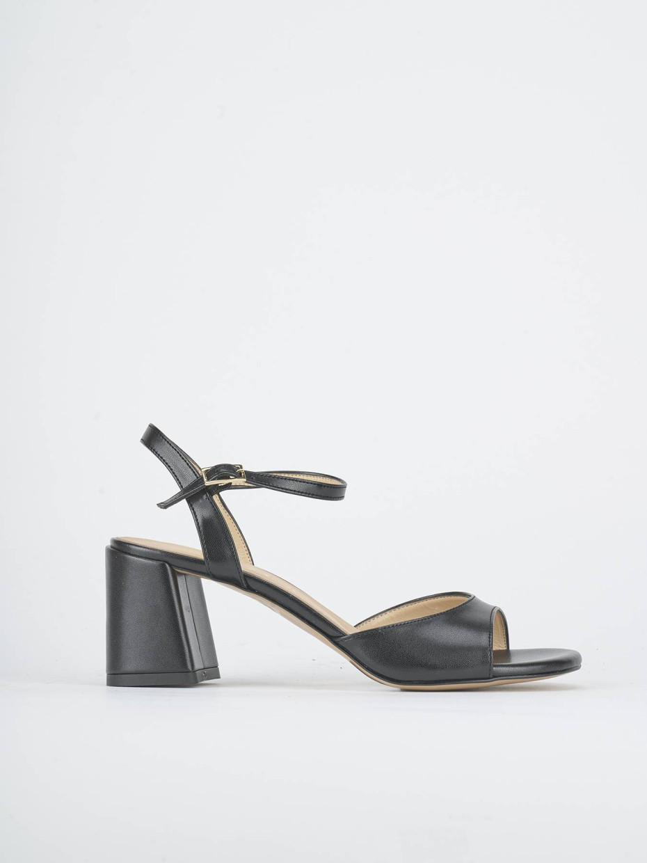 High heel sandals heel 6 cm black leather