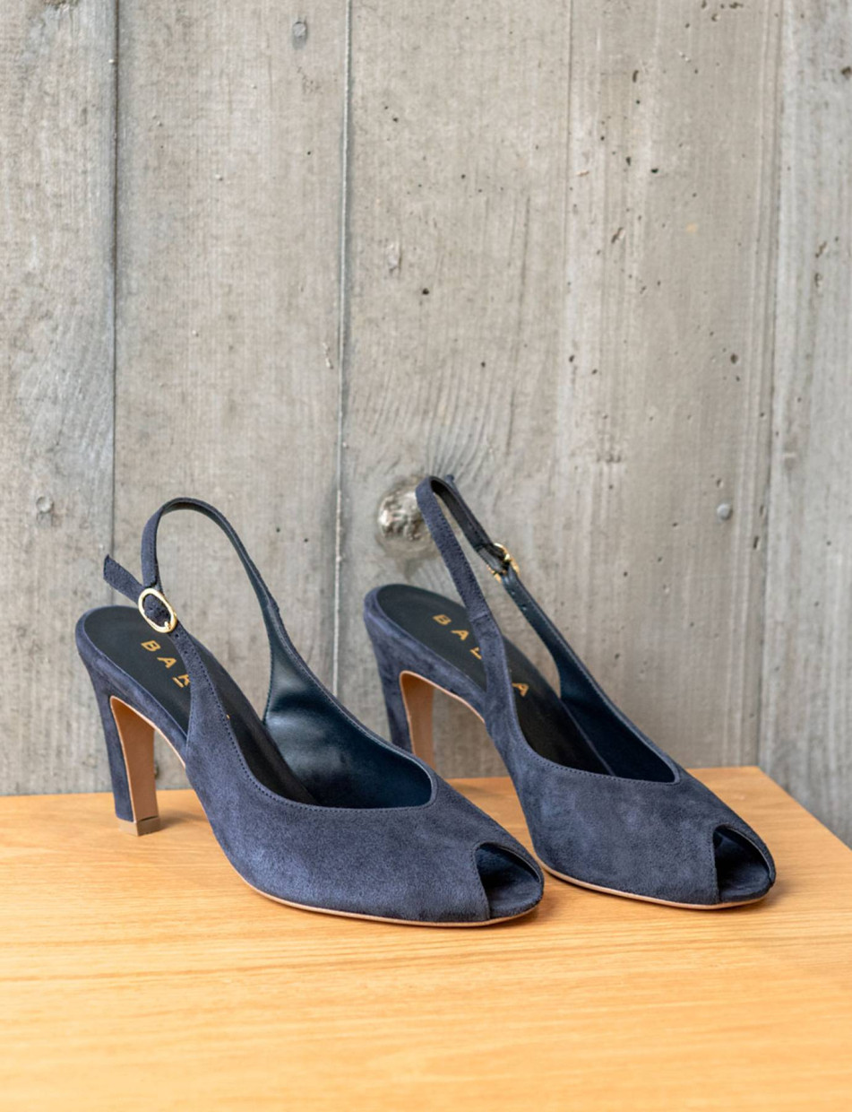 Sandalias de tacón alto tacón 7 cm azul ante