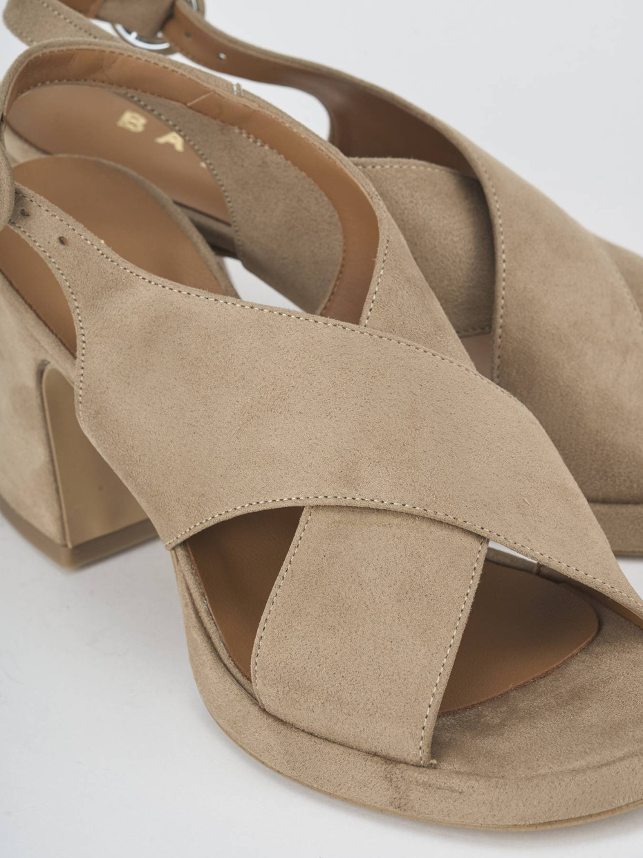 High heel sandals heel 9 cm beige suede