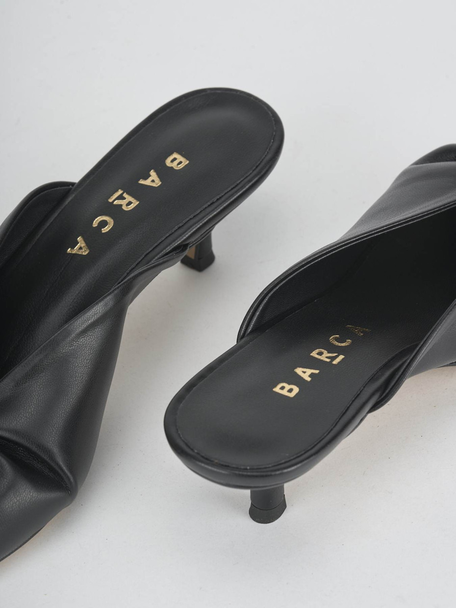 Mules tacón 4 cm negro cuero