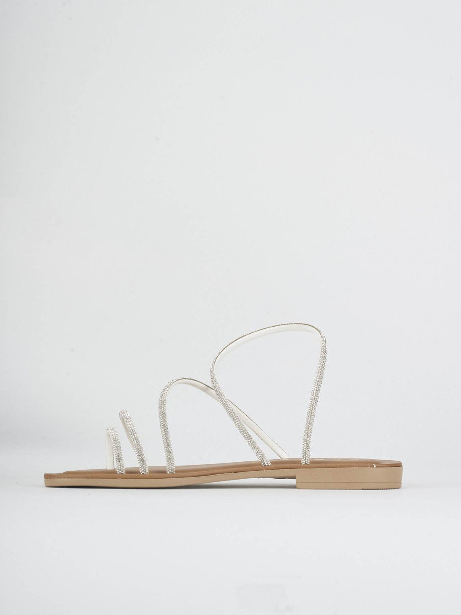 Low heel sandals heel 1 cm silver leather
