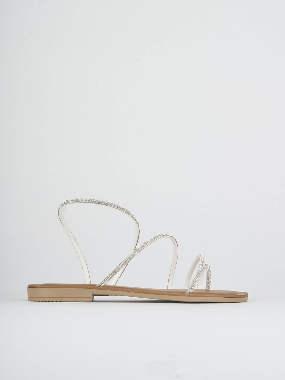Low heel sandals heel 1 cm silver leather