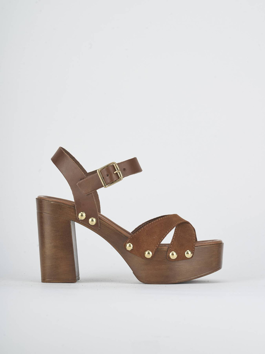 High heel sandals heel 11 cm brown suede