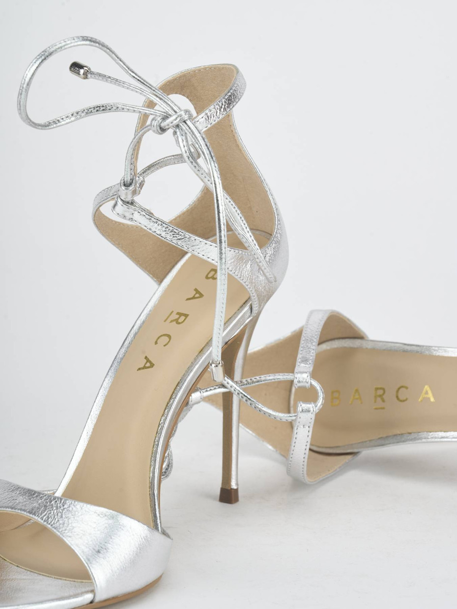 Sandalias de tacón alto tacón 8 cm plata laminado