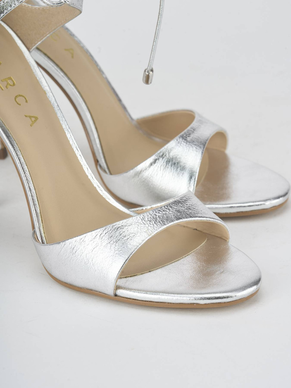 Sandalias de tacón alto tacón 8 cm plata laminado