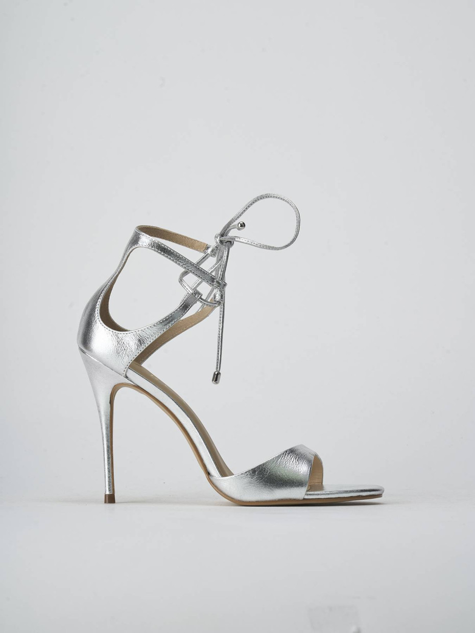 Sandalias de tacón alto tacón 8 cm plata laminado