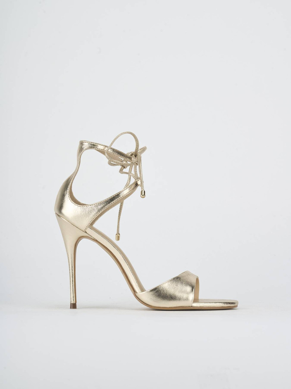 Sandali tacco 10cm laminato oro