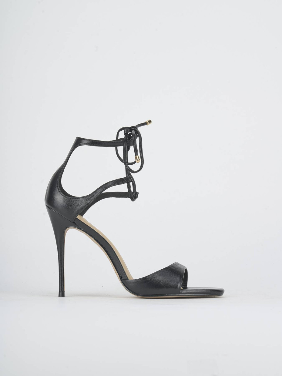 Sandalias de tacón alto tacón 8 cm negro cuero