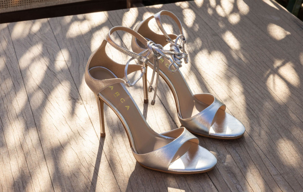 Sandalias de tacón alto tacón 8 cm plata laminado