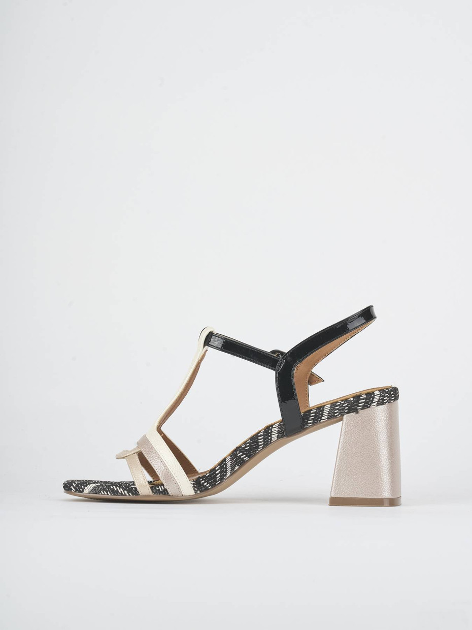 Sandalias de tacón alto tacón 7 cm negro cuero