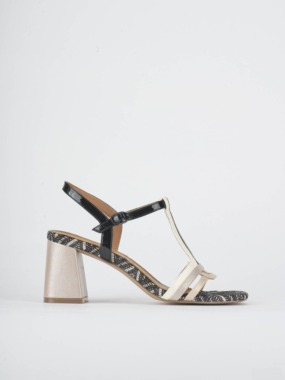 Sandalias de tacón alto tacón 7 cm negro cuero