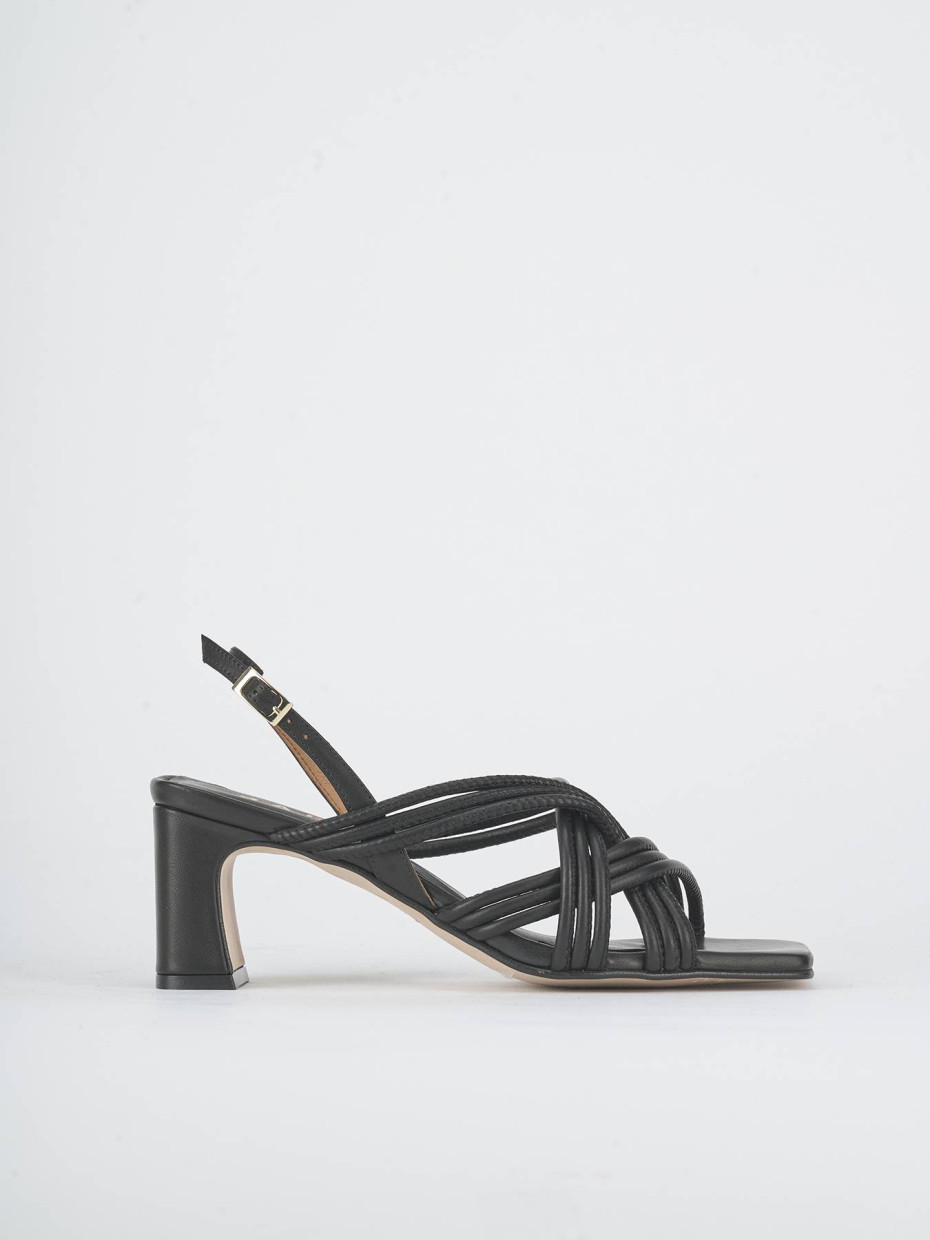 Sandalias de tacón alto tacón 7 cm negro cuero